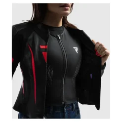 Kurtka skórzana damska REBELHORN DIVA ST BLACK/RED/WHITE czarny czerwony biały