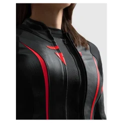 Kurtka skórzana damska REBELHORN DIVA ST BLACK/RED/WHITE czarny czerwony biały