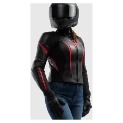 Kurtka skórzana damska REBELHORN DIVA ST BLACK/RED/WHITE czarny czerwony biały