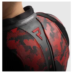 Kurtka skórzana REBELHORN VELOCE CAMO BLACK/FLUO RED czarny czerwony fluo