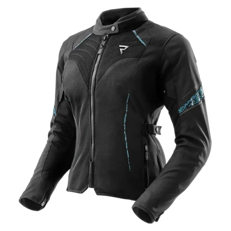 Kurtka tekstylna damska REBELHORN JAX LADY BLACK/BLUE LAGOON czarny niebieski