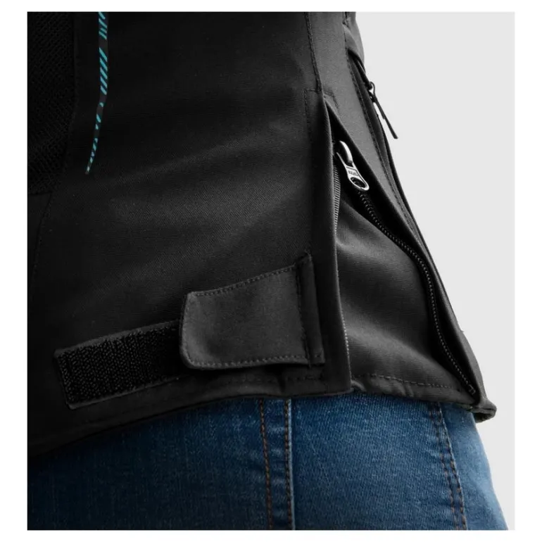 Kurtka tekstylna damska REBELHORN JAX LADY BLACK/BLUE LAGOON czarny niebieski