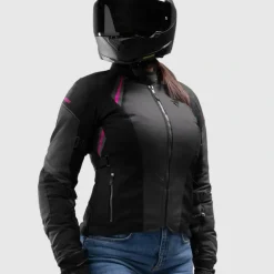 Kurtka tekstylna damska REBELHORN SWIFT LADY BLACK/DARK GREY/PINK czarny szary różowy