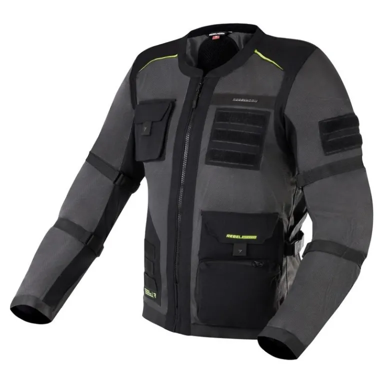 Kurtka tekstylna REBELHORN BRUTALE DARK GREY/BLACK/FLO YELLOW czarny szary żółty fluo