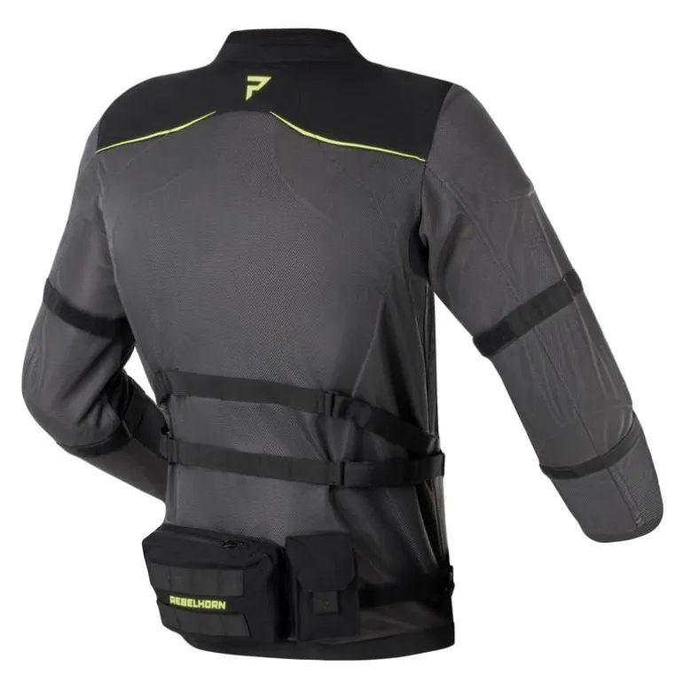 Kurtka tekstylna REBELHORN BRUTALE DARK GREY/BLACK/FLO YELLOW czarny szary żółty fluo